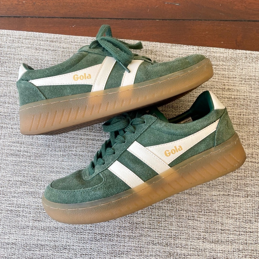 Gola Green Suede Sneakers with White Stripes